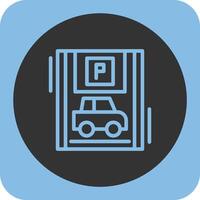 Auto mit Blau Parkplatz linear runden Symbol vektor