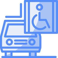 bil med rullstol symbol linje fylld blå ikon vektor