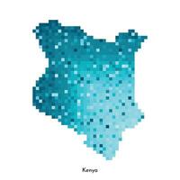 vektor isolerat geometrisk illustration med enkel isig blå form av kenya Karta. pixel konst stil för nft mall. prickad logotyp med lutning textur för design på vit bakgrund