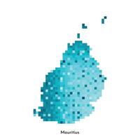 Vektor isoliert geometrisch Illustration mit einfach eisig Blau gestalten von Mauritius Karte. Pixel Kunst Stil zum nft Vorlage. gepunktet Logo mit Gradient Textur zum Design auf Weiß Hintergrund