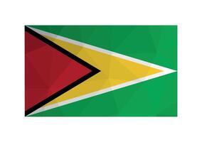 vektor illustration. officiell baner av guyana. nationell flagga med röd, gul triangulära på grön bakgrund. kreativ design i låg poly stil med triangel- former.