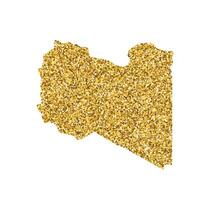 vektor isolerat illustration med förenklad libyen Karta. dekorerad förbi skinande guld glitter textur. ny år och jul högtider' dekoration för hälsning kort.