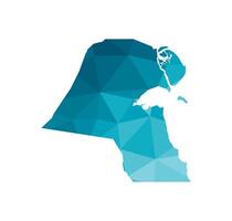 Vektor isoliert Illustration Symbol mit vereinfacht Blau Silhouette von Zustand von Kuwait Karte. polygonal geometrisch Stil, dreieckig Formen. Weiß Hintergrund.