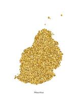 vektor isolerat illustration med förenklad mauritius Karta. dekorerad förbi skinande guld glitter textur. ny år och jul högtider' dekoration för hälsning kort.