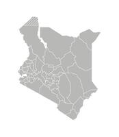 vektor isolerat illustration av förenklad administrativ Karta av kenya. gränser och namn av de län, regioner. grå silhuetter. vit översikt