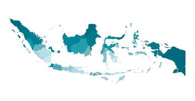 Vektor isoliert Illustration von vereinfacht administrative Karte von Indonesien. Grenzen von das Regionen. bunt Blau khaki Silhouetten