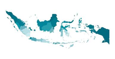 vektor isolerat illustration av förenklad administrativ Karta av Indonesien. gränser av de regioner. färgrik blå kaki silhuetter