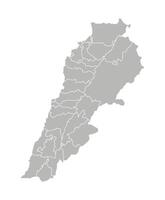 vektor isolerat illustration av förenklad administrativ Karta av Libanon. gränser av de distrikt. grå silhuetter. vit översikt.