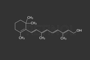 retinol molekyl skelett- kemisk formel vektor