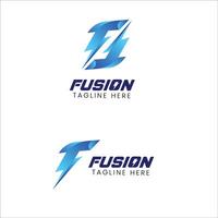 fusion logotyp design tech logotyp mall vektor