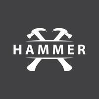 Hammer Logo Design Reparatur Bedienung Vorlage Jahrgang Symbol Illustration Silhouette Reparatur Werkzeug vektor