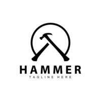 Hammer Logo Design Reparatur Bedienung Vorlage Jahrgang Symbol Illustration Silhouette Reparatur Werkzeug vektor