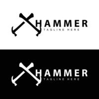 Hammer Logo Design Reparatur Bedienung Vorlage Jahrgang Symbol Illustration Silhouette Reparatur Werkzeug vektor