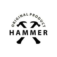 Hammer Logo Design Reparatur Bedienung Vorlage Jahrgang Symbol Illustration Silhouette Reparatur Werkzeug vektor