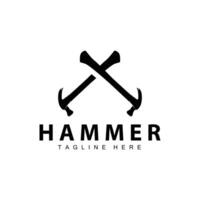 Hammer Logo Design Reparatur Bedienung Vorlage Jahrgang Symbol Illustration Silhouette Reparatur Werkzeug vektor