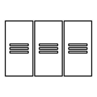 Metall Kabinett Stahl Schließfächer Kisten Kontur Gliederung Linie Symbol schwarz Farbe Vektor Illustration Bild dünn eben Stil