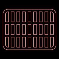 neon galler galler gitter galler netto maska bbq grill grillning yta rektangel form rundhet röd Färg vektor illustration bild platt stil
