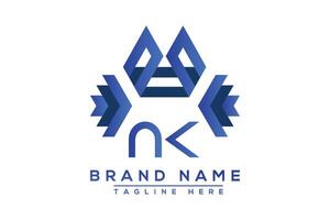 Brief nk Blau Logo Design. Vektor Logo Design zum Geschäft.