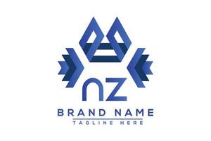 Brief nz Blau Logo Design. Vektor Logo Design zum Geschäft.