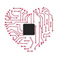 Herz Schaltkreis Tafel mit ein Chip im es vektor