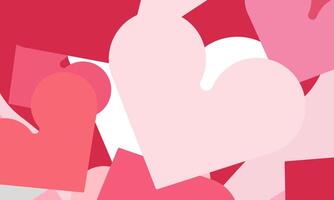 Papier Elemente im gestalten von Herz fliegend auf bunt Hintergrund., glücklich Valentinstag Tag Karte Herzen, Geburtstag Gruß Karte Vektor Design.