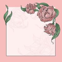 rosa romantisk blommor ram vektor