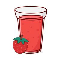 Glas Erdbeere Saft mit Erdbeere Obst Illustration vektor