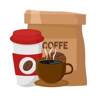 Kaffee Tasche, Tasse Eis Kaffee trinken mit Glas Kaffee trinken Illustration vektor
