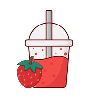 kopp jordgubb juice med jordgubb frukt illustration vektor