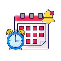 Kalender, Glocke Benachrichtigung mit Alarm Uhr Zeit Illustration vektor