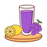 Glas Traube Saft, Traube Obst mit Zitrone Illustration vektor