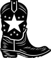 Cowboy Stiefel, schwarz und Weiß Vektor Illustration