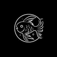 guldfisk, svart och vit vektor illustration
