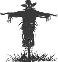 ai genererad silhuett scarecrow svart Färg endast full kropp vektor