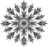 ai generiert Silhouette Mandala Blume Schneeflocke geformt schwarz Farbe nur vektor