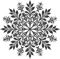 ai generiert Silhouette Mandala Blume Schneeflocke geformt schwarz Farbe nur vektor