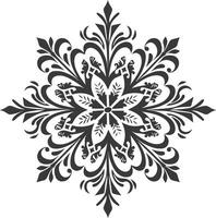 ai generiert Silhouette Mandala Blume Schneeflocke geformt schwarz Farbe nur vektor