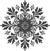 ai generiert Silhouette Mandala Blume Schneeflocke geformt schwarz Farbe nur vektor