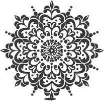 ai generiert Silhouette Mandala Blume Schneeflocke geformt schwarz Farbe nur vektor