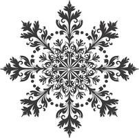 ai generiert Silhouette Mandala Blume Schneeflocke geformt schwarz Farbe nur vektor