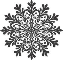 ai generiert Silhouette Mandala Blume Schneeflocke geformt schwarz Farbe nur vektor