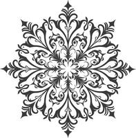 ai generiert Silhouette Mandala Blume Schneeflocke geformt schwarz Farbe nur vektor