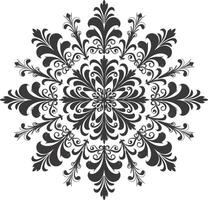 ai generiert Silhouette Mandala Blume Schneeflocke geformt schwarz Farbe nur vektor