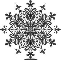 ai generiert Silhouette Mandala Blume Schneeflocke geformt schwarz Farbe nur vektor