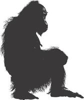 ai genererad silhuett orang utan djur- full kropp svart Färg endast vektor