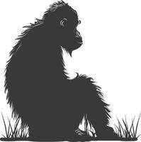 ai generiert Silhouette Orang utan Tier voll Körper schwarz Farbe nur vektor