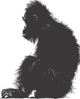 ai generiert Silhouette Orang utan Tier voll Körper schwarz Farbe nur vektor