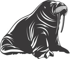 ai generiert Silhouette Walross Tier schwarz Farbe nur voll Körper vektor