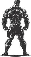 ai generiert Silhouette Bodybuilding schwarz Farbe nur voll Körper vektor