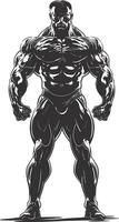 ai generiert Silhouette Bodybuilding schwarz Farbe nur voll Körper vektor